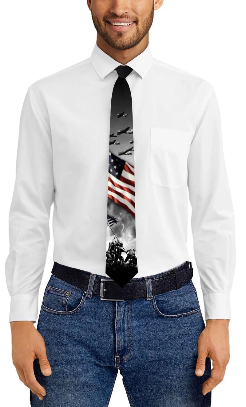 Three Rooker Flag Ties Mens World War II Patriotic Necktie - Image 3